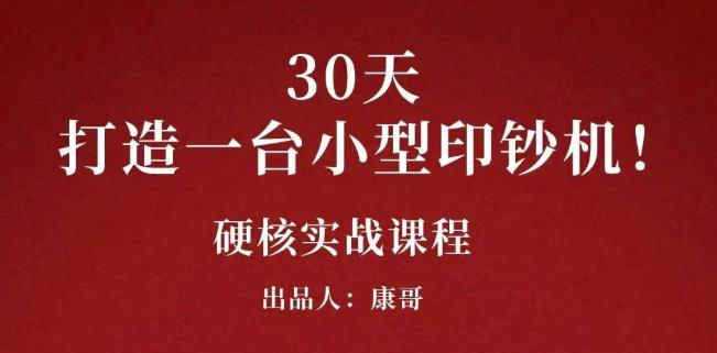 康哥30天打造一台小型印钞机：躺赚30万的项目完整复盘（视频教程）-博学库