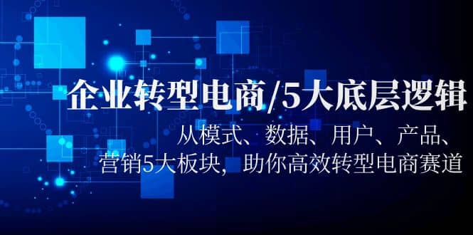 企业转型电商/5大底层逻辑，从模式 数据 用户 产品 营销5大板块，高效转型-博学库