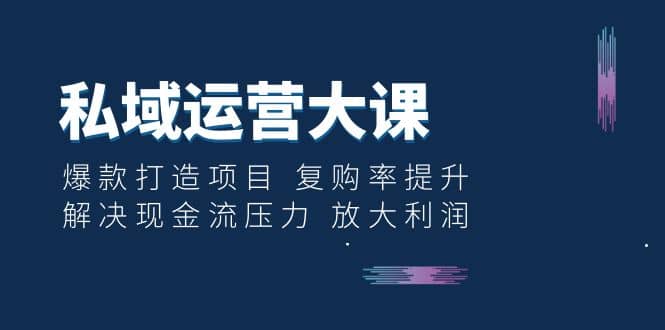 私域运营大课：爆款打造项目 复购率提升 解决现金流压力 放大利润-博学库