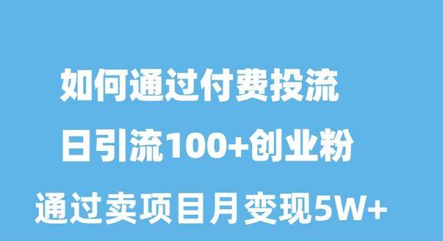 如何通过付费投流日引流100+创业粉月变现5W+-博学库