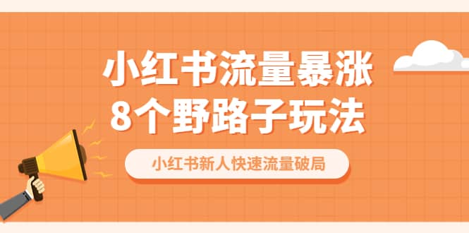 小红书流量-暴涨8个野路子玩法：小红书新人快速流量破局（8节课）-博学库