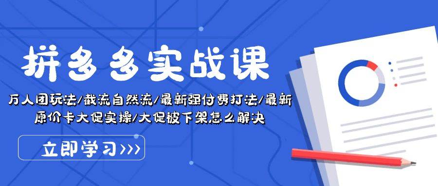 拼多多·实战课：万人团玩法/截流自然流/最新强付费打法/最新原价卡大促..-博学库