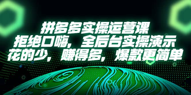 拼多多实操运营课：拒绝口嗨，全后台实操演示，花的少，赚得多，爆款更简单-博学库