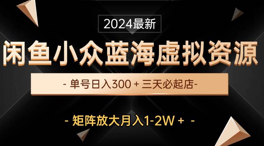 最新闲鱼小众蓝海虚拟资源，单号日入300＋，三天必起店，矩阵放大月入1-2W-博学库