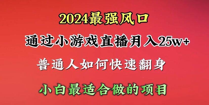 2024年最强风口，通过小游戏直播月入25w+单日收益5000+小白最适合做的项目-博学库