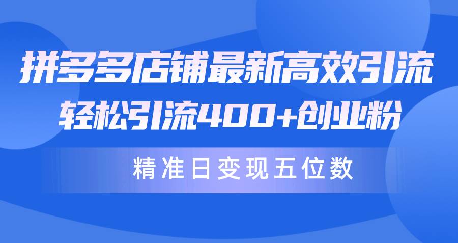 拼多多店铺最新高效引流术，轻松引流400+创业粉，精准日变现五位数！-博学库
