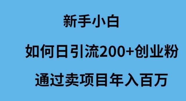 新手小白如何日引流200+创业粉通过卖项目年入百万-博学库
