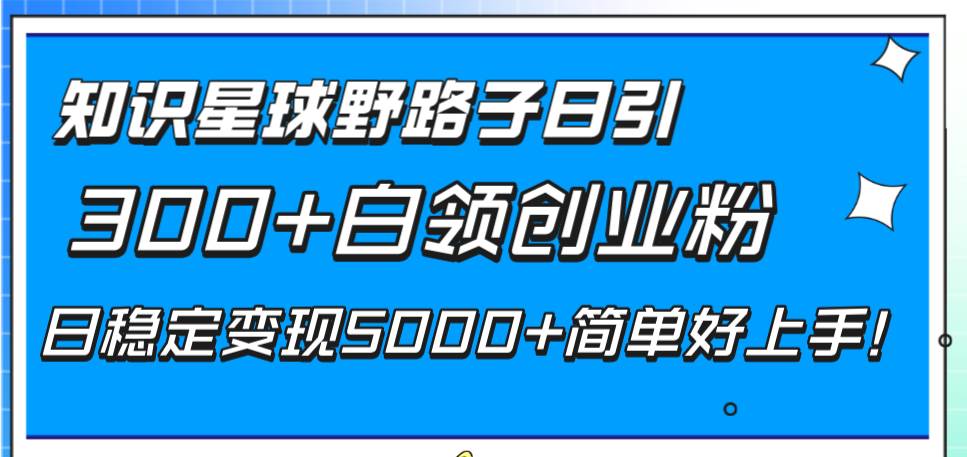 知识星球野路子日引300+白领创业粉，日稳定变现5000+简单好上手！-博学库