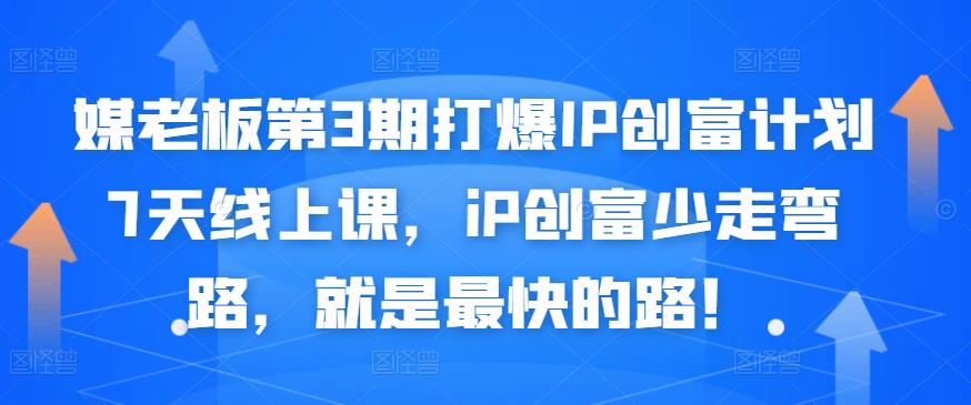 媒老板第3期打爆IP创富计划7天线上课，iP创富少走弯路，就是最快的路！-博学库