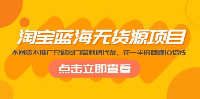 淘宝蓝海无货源项目，不囤货不推广只做冷门高利润代发-博学库