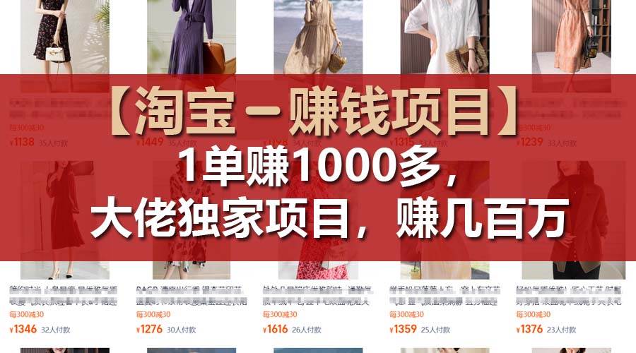 【淘宝赚钱项目】1单可赚1000多，大佬独家项目，年赚几百万-博学库