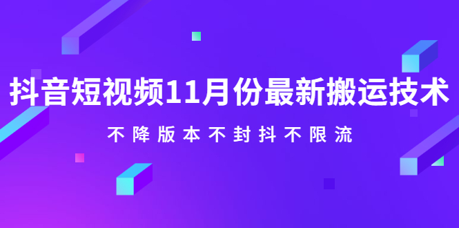 抖音短视频11月份最新搬运技术，不降版本不封抖不限流！【视频课程】-博学库
