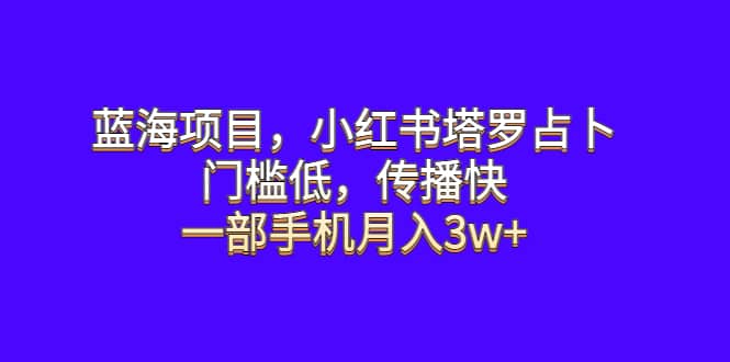 蓝海项目，小红书塔罗占卜，门槛低，传播快，一部手机月入3w+-博学库