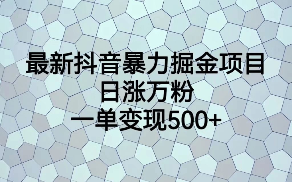 最火热的抖音暴力掘金项目，日涨万粉，多种变现方式，一单变现可达500+-博学库