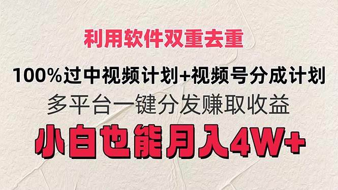 利用软件双重去重，100%过中视频+视频号分成计划小白也可以月入4W+-博学库
