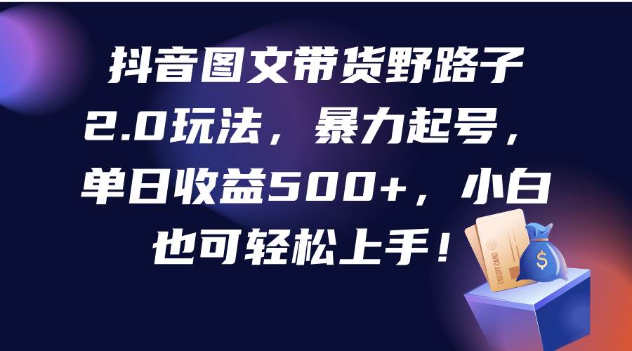 抖音图文带货野路子2.0玩法，暴力起号，单日收益500+，小白也可轻松上手！-博学库