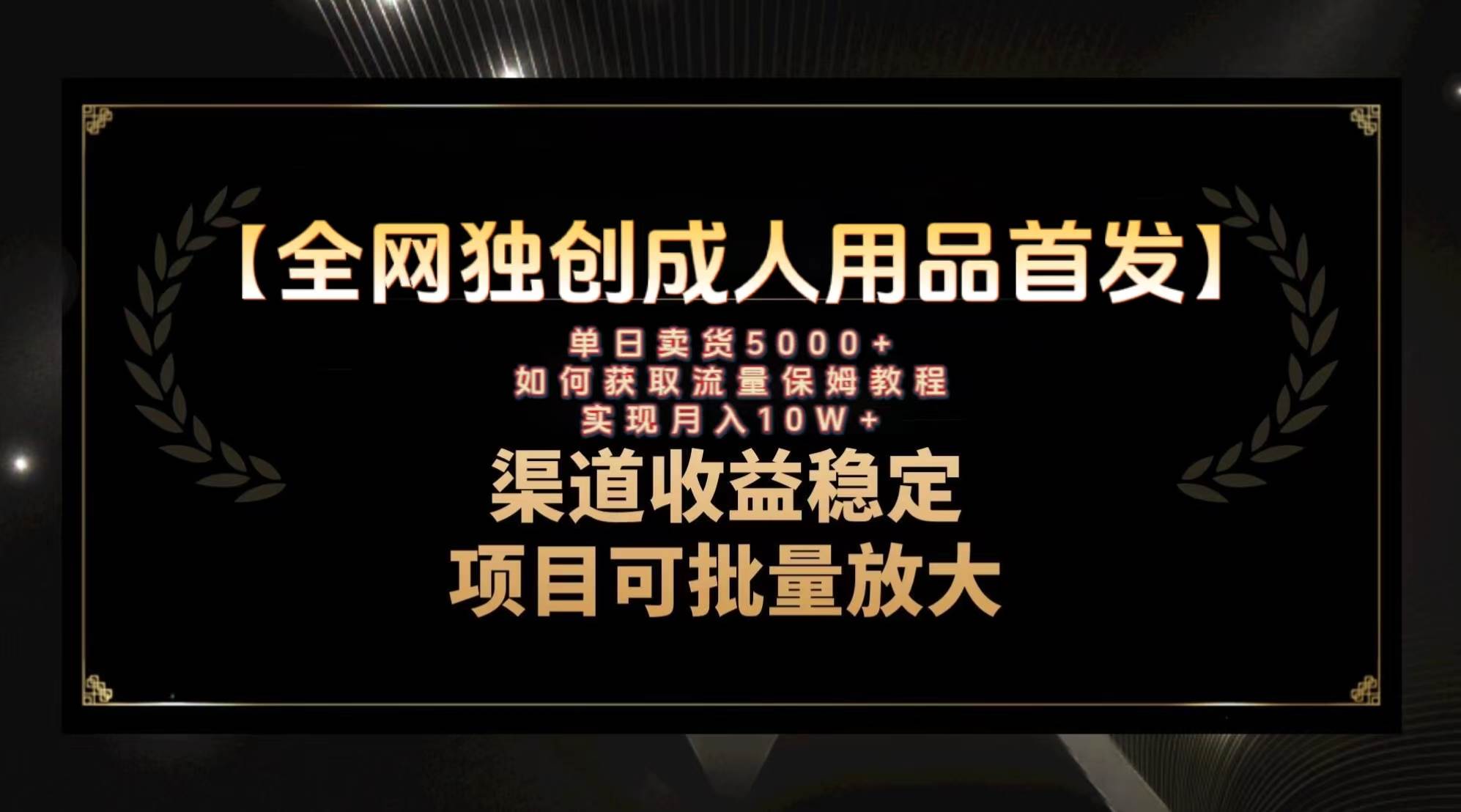 最新全网独创首发，成人用品赛道引流获客，月入10w保姆级教程-博学库