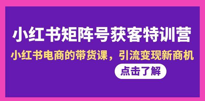 小红书-矩阵号获客特训营-第10期，小红书电商的带货课，引流变现新商机-博学库