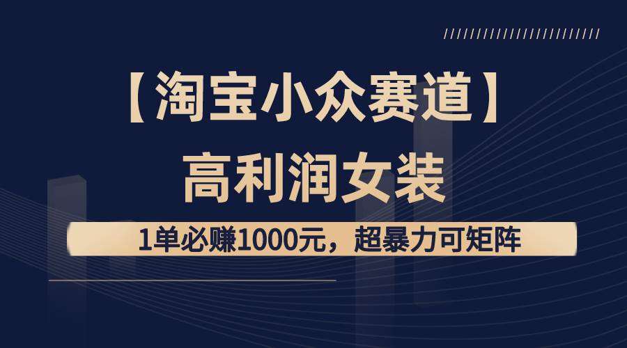 【淘宝小众赛道】高利润女装：1单必赚1000元，超暴力可矩阵-博学库