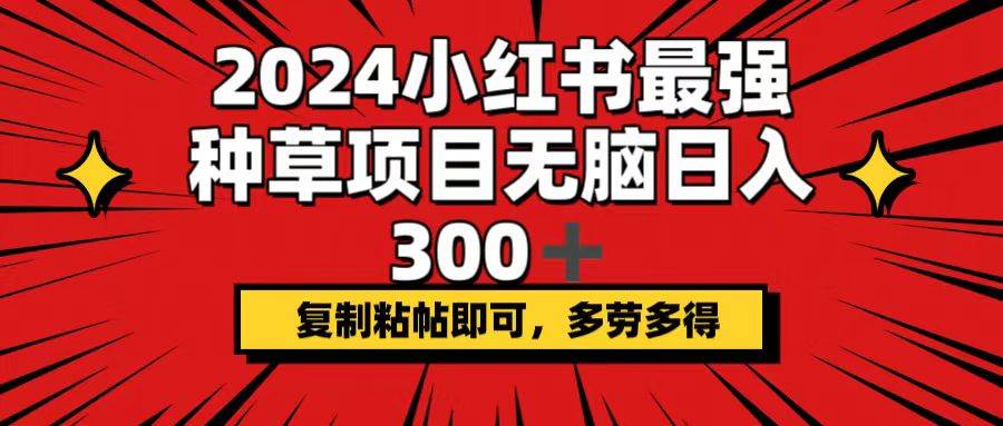 2024小红书最强种草项目，无脑日入300+，复制粘帖即可，多劳多得-博学库
