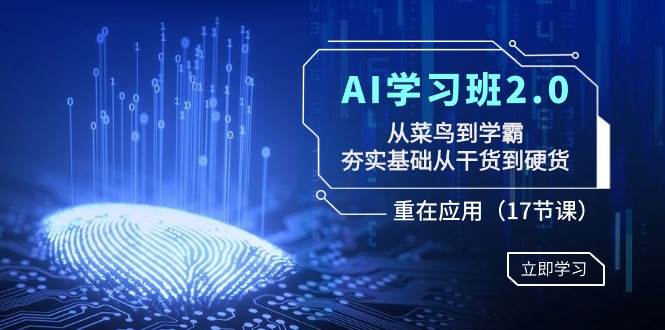 AI学习班2.0：从菜鸟到学霸，夯实基础从干货到硬货，重在应用（17节课）-博学库