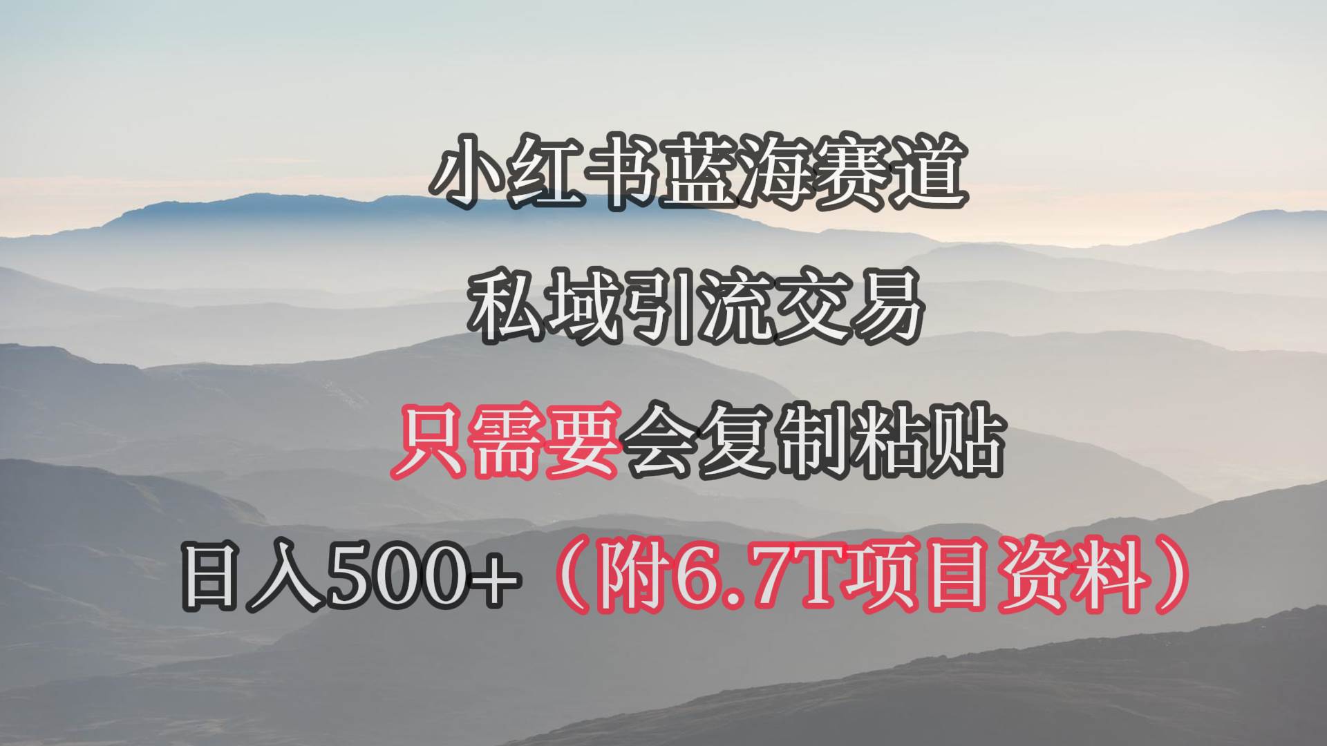 小红书短剧赛道，私域引流交易，会复制粘贴，日入500+（附6.7T短剧资源）-博学库