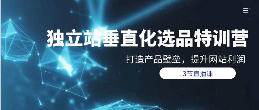独立站-垂直化选品训练营，打造产品壁垒，提升网站利润（3节直播课）-博学库
