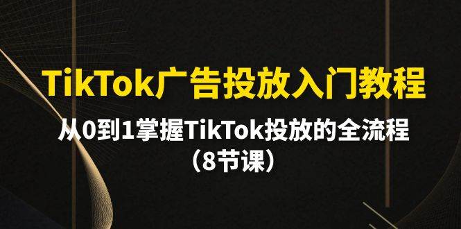 TikTok广告投放入门教程，从0到1掌握TikTok投放的全流程（8节课）-博学库
