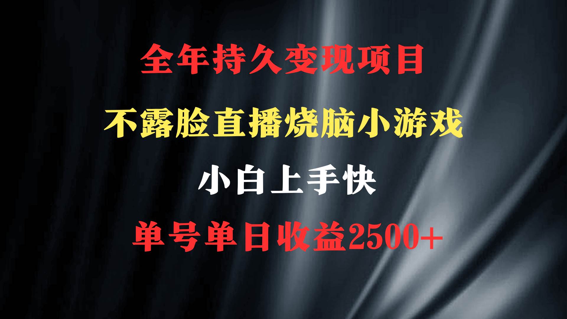 2024年 最优项目，烧脑小游戏不露脸直播  小白上手快 无门槛 一天收益2500+-博学库