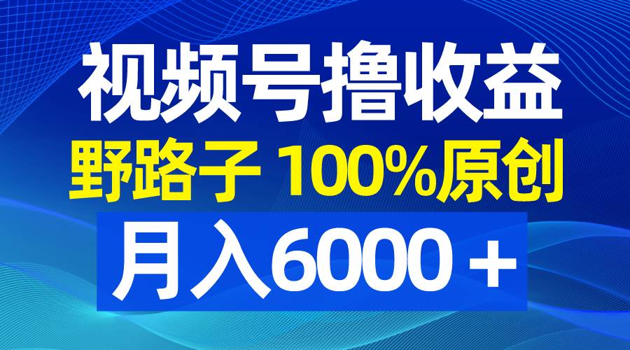 视频号野路子撸收益，100%原创，条条爆款，月入6000＋-博学库