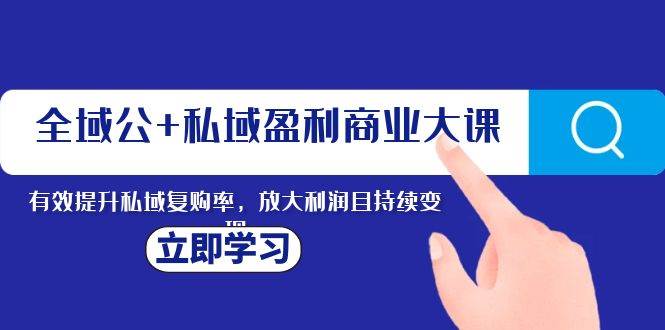 全域公+私域盈利商业大课，有效提升私域复购率，放大利润且持续变现-博学库