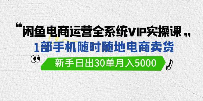 闲鱼电商运营全系统VIP实战课，1部手机随时随地卖货，新手日出30单月入5000-博学库