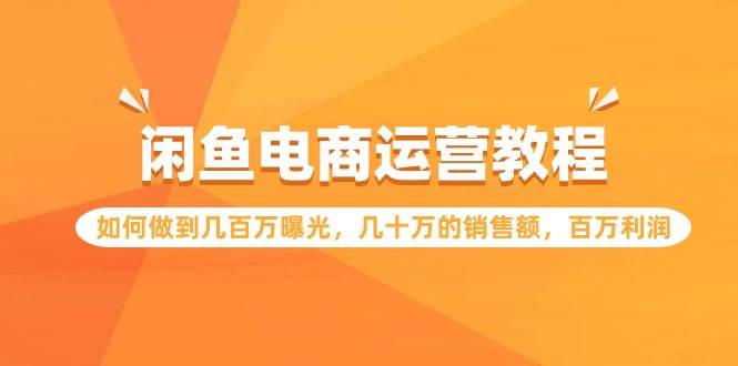 闲鱼电商运营教程：如何做到几百万曝光，几十万的销售额，百万利润-博学库