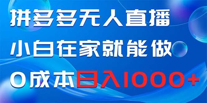 拼多多无人直播，小白在家就能做，0成本日入1000+-博学库