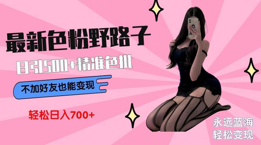 最新色粉变现野路子，日引500+老色批 可不加好友直接变现 小白轻松日入700+-博学库