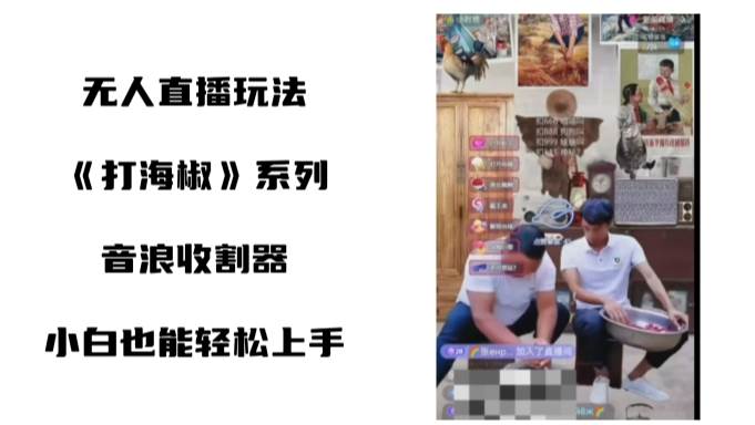 打海椒无人直播整蛊项目，小白轻松上手撸音浪收割器（教程+工具+素材）-博学库