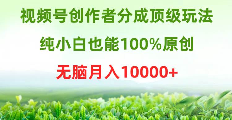 视频号创作者分成顶级玩法，纯小白也能100%原创，无脑月入10000+-博学库
