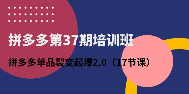 拼多多第37期培训班：拼多多单品裂变起爆2.0（17节课）-博学库