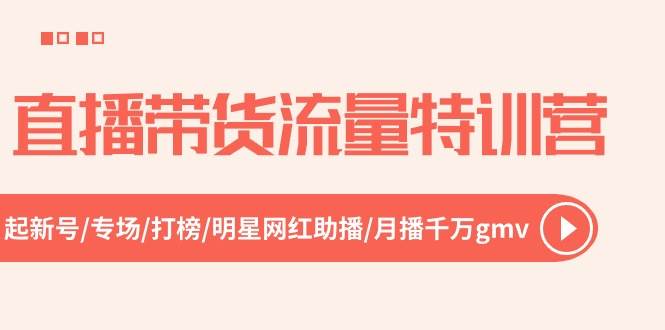 直播带货流量特训营，起新号-专场-打榜-明星网红助播 月播千万gmv（52节）-博学库