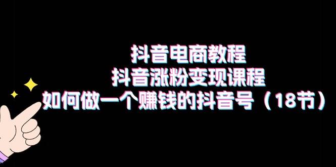抖音电商教程：抖音涨粉变现课程：如何做一个赚钱的抖音号（18节）-博学库