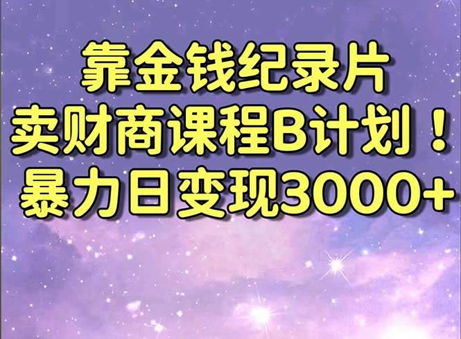 靠金钱纪录片卖财商课程B计划！暴力日变现3000+，喂饭式干货教程！-博学库
