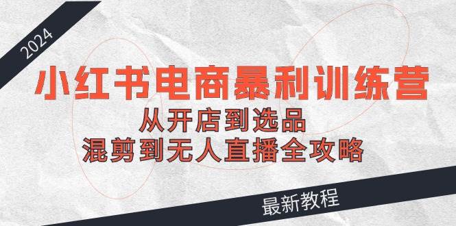 2024小红书电商暴利训练营：从开店到选品，混剪到无人直播全攻略-博学库