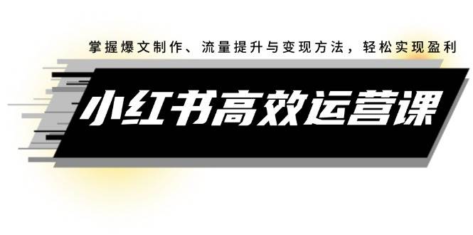 小红书高效运营课：掌握爆文制作、流量提升与变现方法，轻松实现盈利-博学库