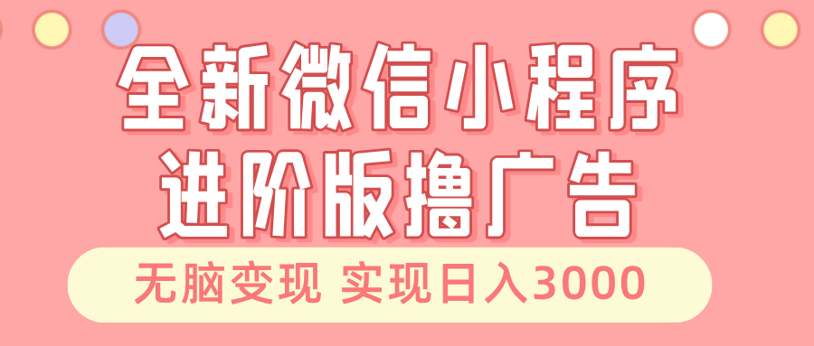 全新微信小程序进阶版撸广告 无脑变现睡后也有收入 日入3000＋-博学库